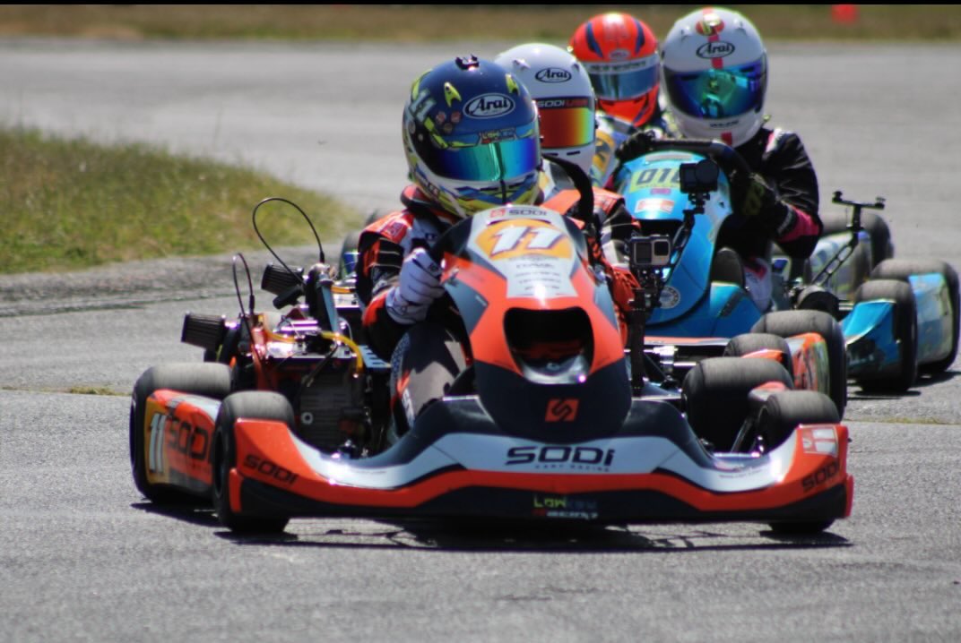 Marcus karting in close racing action